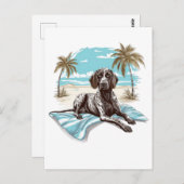 Deutscher Kurzzeiger am Strand Postkarte (Vorne/Hinten)