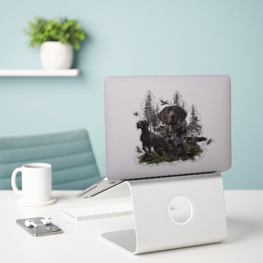 Deutscher Kurzzeiger Aufkleber (Laptop auf Schreibtisch)