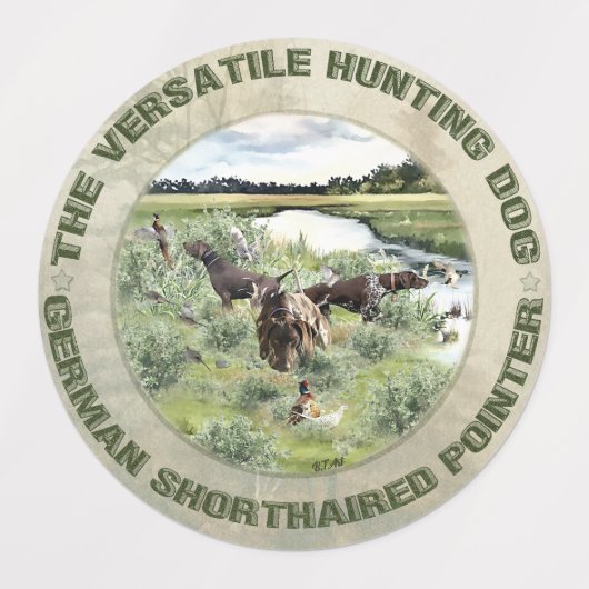 Deutscher Kurzzeiger Etiketten (Design 2)