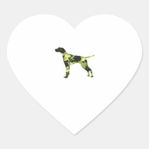 Deutscher Kurzzeiger _ Hund Camouflage Silhouette Herz-Aufkleber
