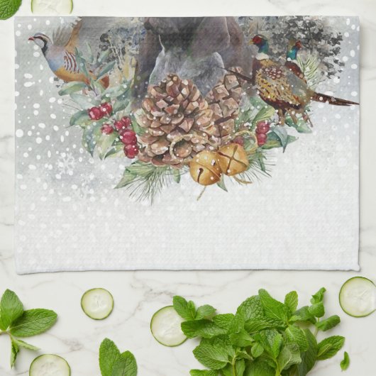 Deutscher Kurzzeiger im Winter Geschirrtuch (Gefaltet)