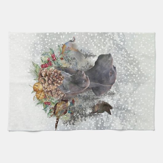 Deutscher Kurzzeiger im Winter Geschirrtuch (Horizontal)