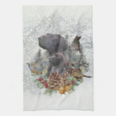 Deutscher Kurzzeiger im Winter Geschirrtuch (Vertikal)