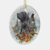 Deutscher Kurzzeiger im Winter Keramik Ornament (Rechts)