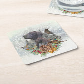 Deutscher Kurzzeiger im Winter Rechteckiger Pappuntersetzer (angewinkelt)