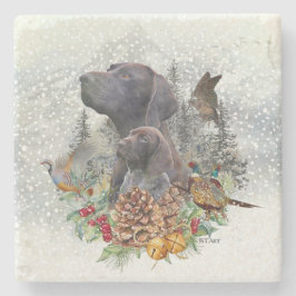 Deutscher Kurzzeiger im Winter Steinuntersetzer