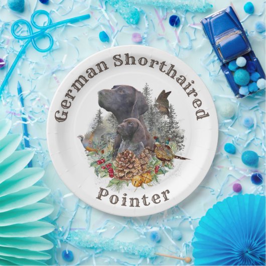 Deutscher Kurzzeiger in Winterpapiertafel Pappteller (Party)