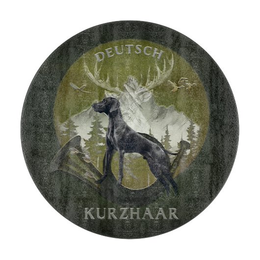 Deutscher Kurzzeiger , Jagdlogo Schneidebrett (Vorderseite)