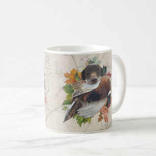 Deutscher Kurzzeiger mit Fasan-Schneeglob Kaffeetasse