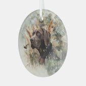 Deutscher Kurzzeiger Ornament Aus Glas (Vorderseite links)