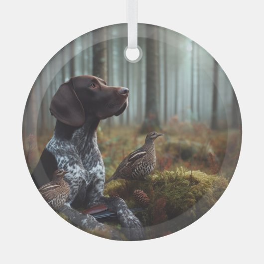 Deutscher Kurzzeiger Ornament Aus Glas (Vorderseite)