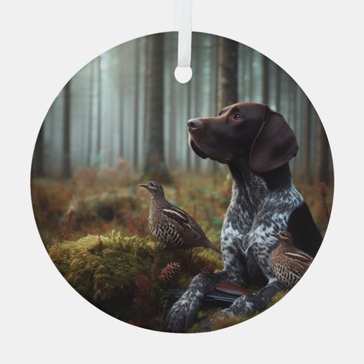 Deutscher Kurzzeiger Ornament Aus Glas (Rückseite)