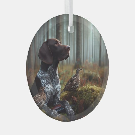 Deutscher Kurzzeiger Ornament Aus Glas (Vorderseite Rechts)