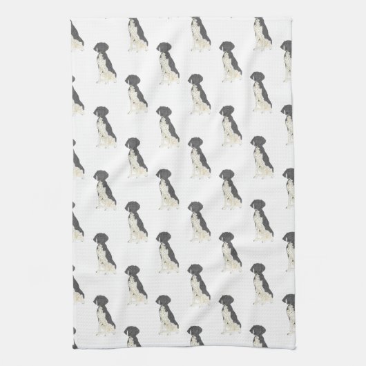 Deutscher Kurzzeiger (Schwarz & Weiß) Geschirrtuch (Vertikal)