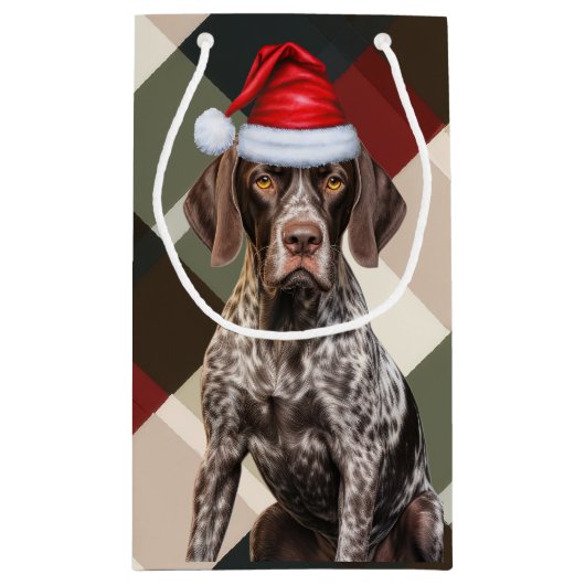 Deutscher Kurzzeitpointer Holiday Kariert Weihnach Kleine Geschenktüte (Rückseite)