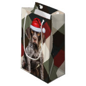 Deutscher Kurzzeitpointer Holiday Kariert Weihnach Kleine Geschenktüte (Vorderseite Schrägansicht)