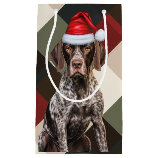 Deutscher Kurzzeitpointer Holiday Kariert Weihnach Kleine Geschenktüte (Vorderseite)