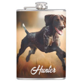 Deutscher Kurzzeitpointer läuft Flachmann (Vorderseite)