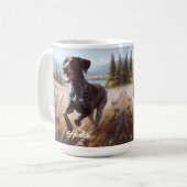 Deutscher Kurzzeitpointer läuft Kaffeetasse (Vorderseite Links)
