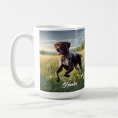 Deutscher Kurzzeitpointer läuft Kaffeetasse (Links)