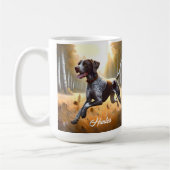 Deutscher Kurzzeitpointer läuft Kaffeetasse (Links)