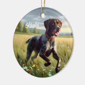 Deutscher Kurzzeitpointer läuft Keramik Ornament (Links)