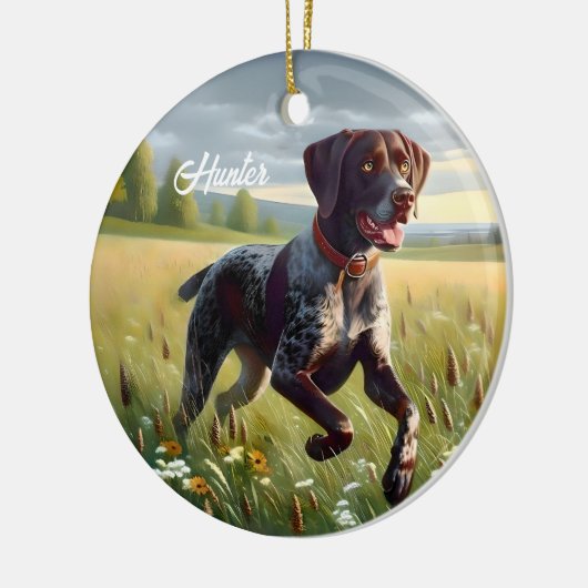 Deutscher Kurzzeitpointer läuft Keramik Ornament (Links)