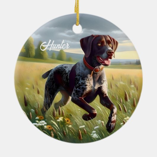 Deutscher Kurzzeitpointer läuft Keramik Ornament (Hinten)