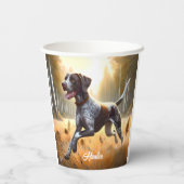 Deutscher Kurzzeitpointer läuft Pappbecher (Rückseite)
