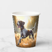 Deutscher Kurzzeitpointer läuft Pappbecher (Vorderseite)