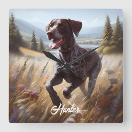 Deutscher Kurzzeitpointer läuft Quadratische Wanduhr