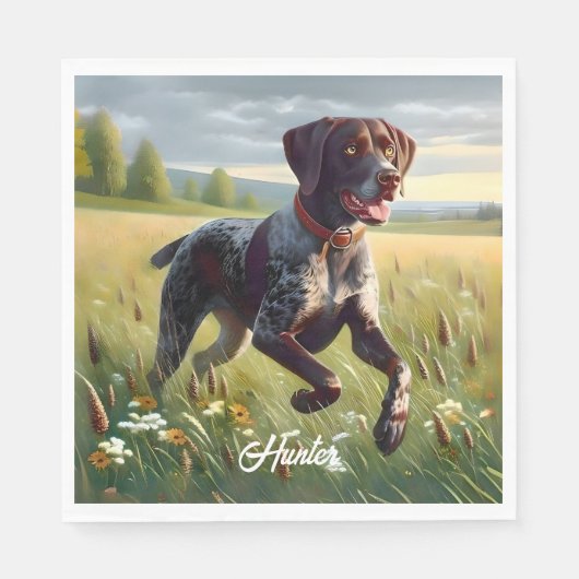 Deutscher Kurzzeitpointer läuft Serviette (Vorderseite)