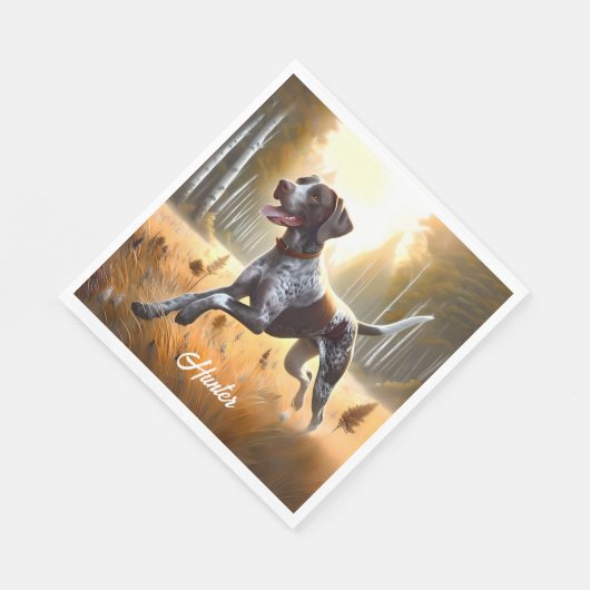 Deutscher Kurzzeitpointer läuft Serviette (Ecke)