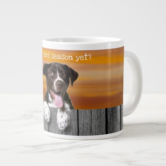 Deutscher Kurzzeitpointer "Vogelsaison"  Jumbo-Tasse (Vorderseite Rechts)