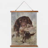 Deutscher Langhaariger Pointer Wandteppich Mit Holzrahmen (Vorderseite)
