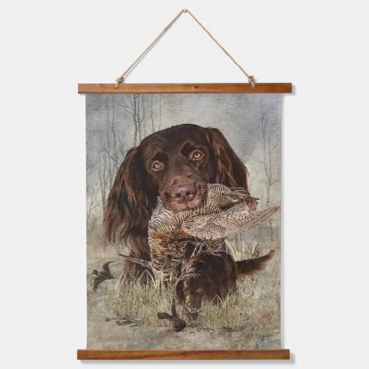 Deutscher Langhaariger Pointer Wandteppich Mit Holzrahmen (Vorderseite)