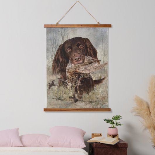 Deutscher Langhaariger Pointer Wandteppich Mit Holzrahmen (Schlafzimmer)