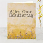 Deutscher Muttertag auf der Wiese der Vintagen Blu Karte (Gelbe Blume)
