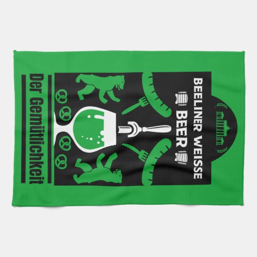 Deutscher Pilsner Beer und Wurst Geschirrtuch (Horizontal)