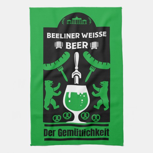 Deutscher Pilsner Beer und Wurst Geschirrtuch (Vertikal)