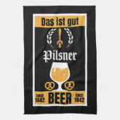 Deutscher Pilsner Beer und Wurst Geschirrtuch (Vertikal)