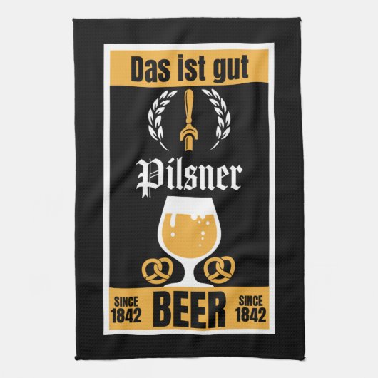 Deutscher Pilsner Beer und Wurst Geschirrtuch (Vertikal)
