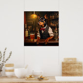 Deutscher Pinscher Barkeeper in einem Pub Vintag Poster (Küche)