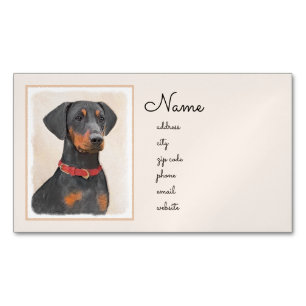 Deutscher Pinscher Gemälde Original Tier Kunst Magnetische Visitenkarte