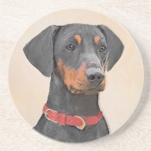 Deutscher Pinscher Malerei Originale Tierkunst Getränkeuntersetzer