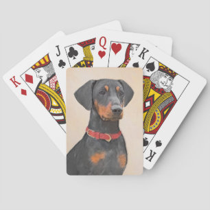 Deutscher Pinscher Malerei Originale Tierkunst Spielkarten