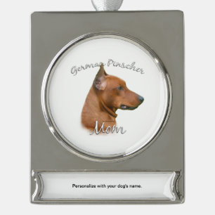 Deutscher Pinscher Mama 2 Banner-Ornament Silber