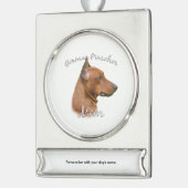 Deutscher Pinscher Mama 2 Banner-Ornament Silber (Links)