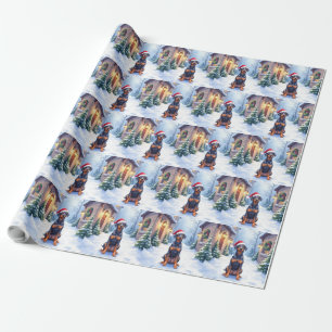 Deutscher Pinscher Schneidiger Hof Santa-Hut Geschenkpapier