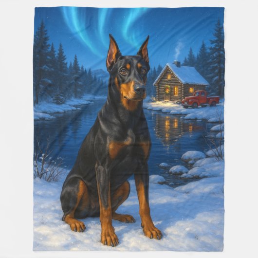 Deutscher Pinscher Urlaub  Fleecedecke (Vorderseite)